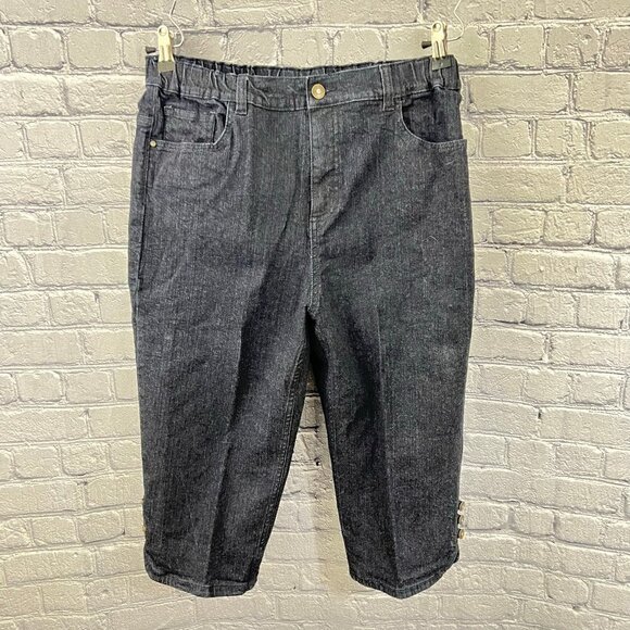 Denim & Co Cropped Capri Denim Jeans Size 12 New - Picture 1 of 9